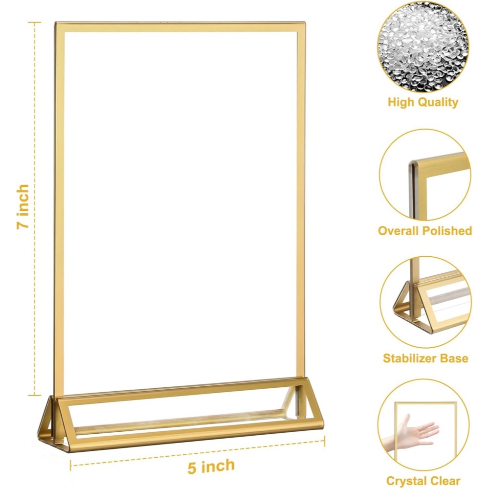 6Pack 5x7 Clear Acrylic Sign H - Table Number Gold review and price